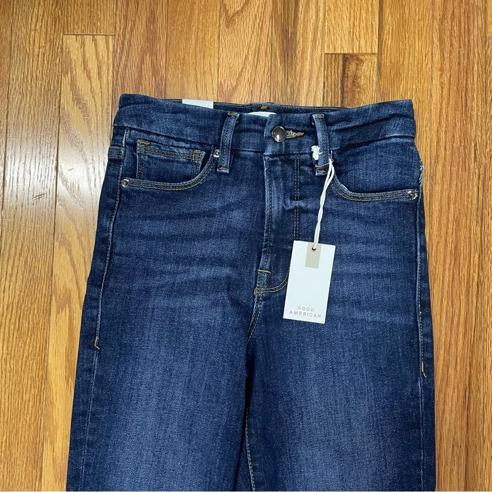Good American Good Waist Denim Jeans Size 2/26 Chewed Back Pockets NWT_3